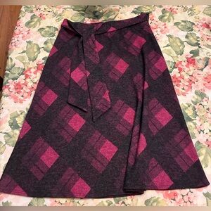 Chic Pink and Charcoal Plaid Midi Skirt